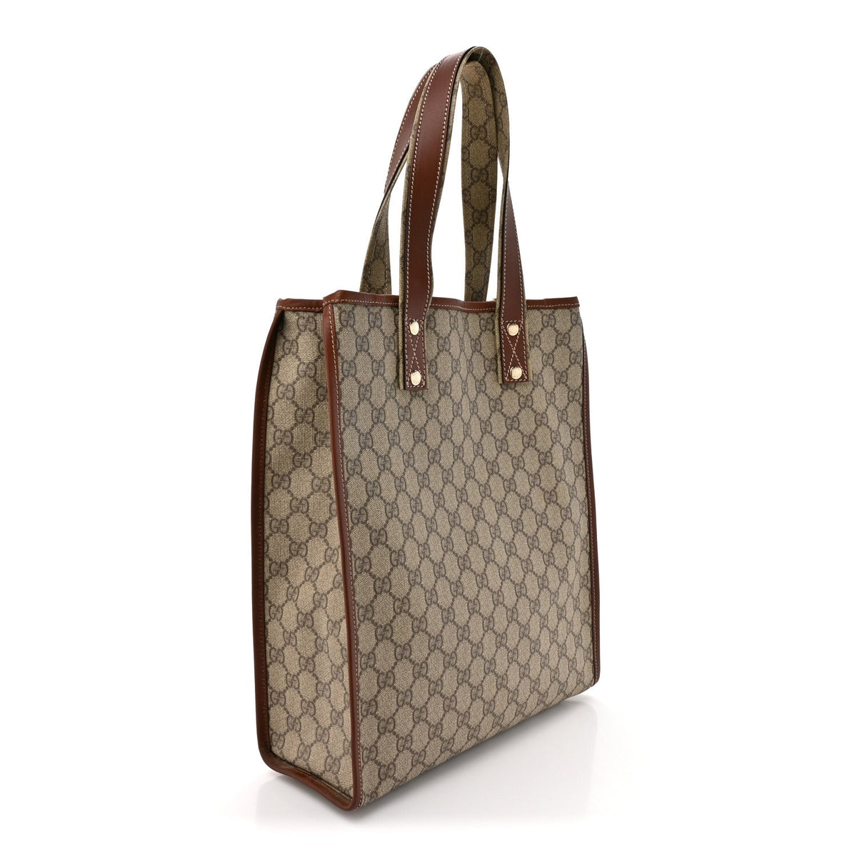 Gucci GG Plus Monogram Small Signature Web Loop Vertical Tote Light Brown