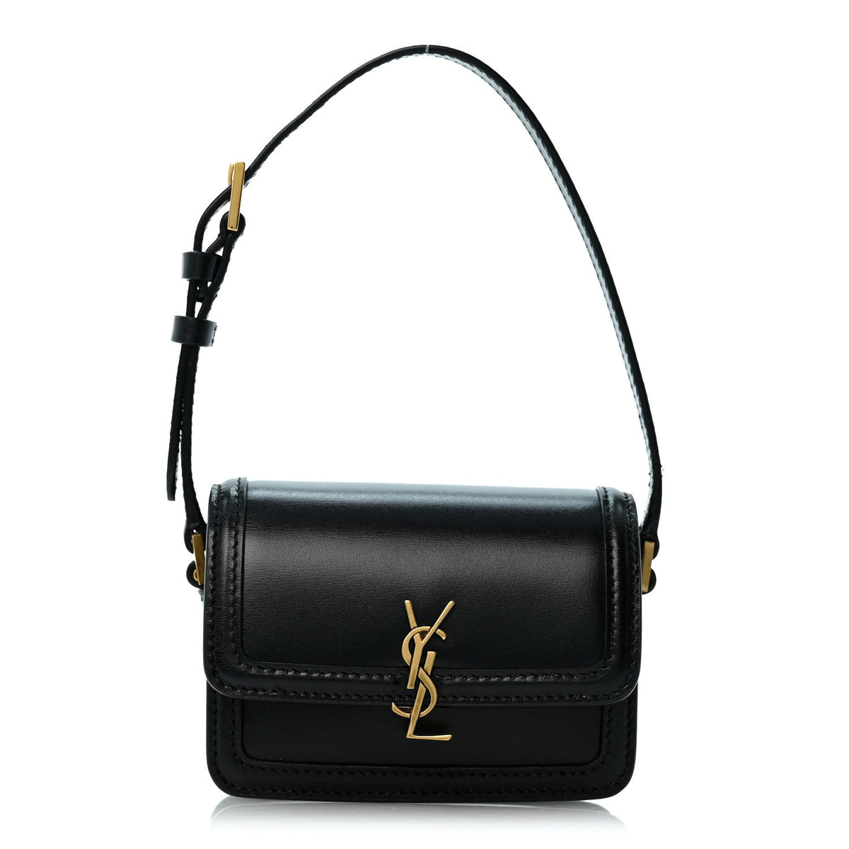 Saint Laurent Smooth Calfskin Micro Solferino Satchel Black