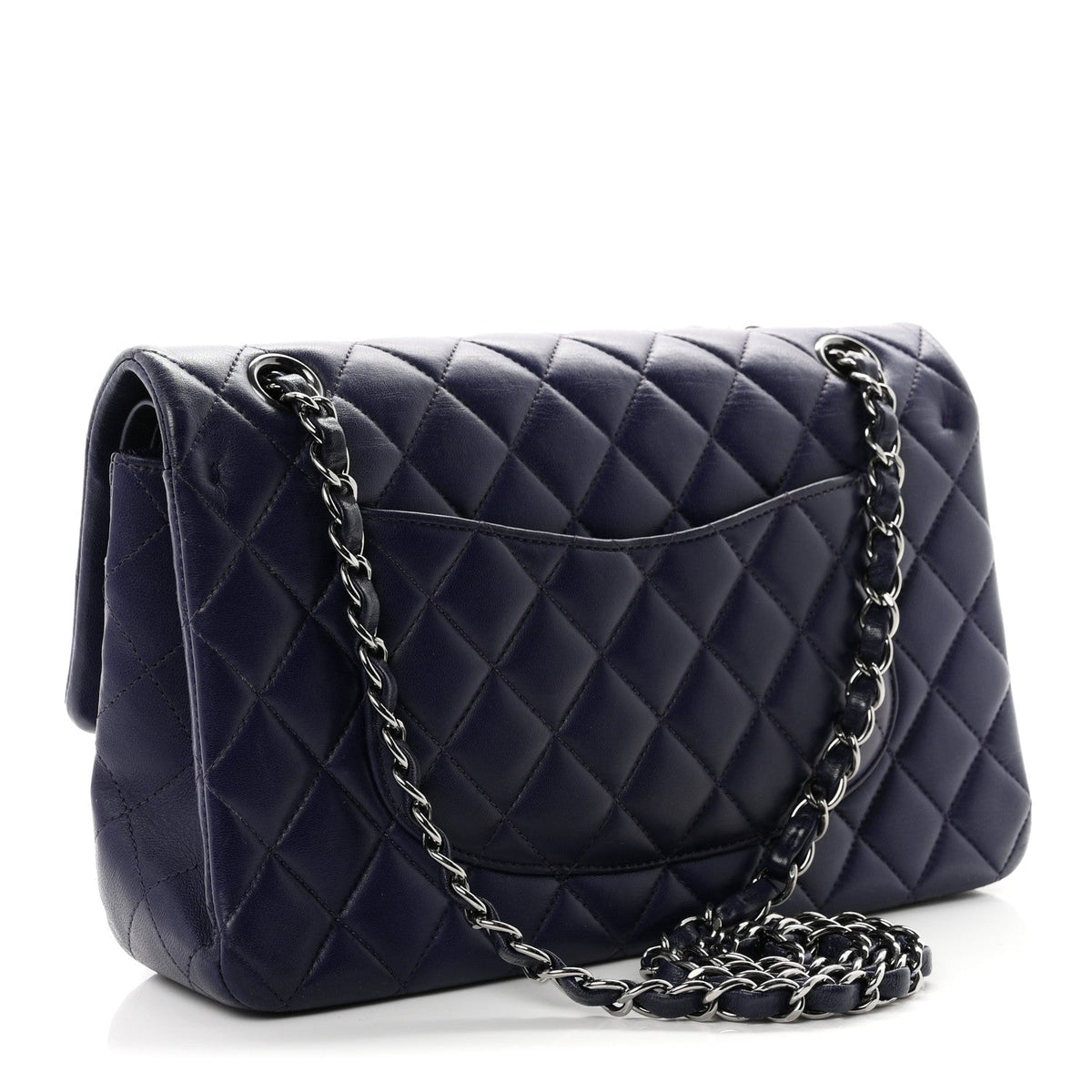 Chanel Lambskin Quilted Medium Double Flap Dark Purple