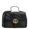 Gucci Calfskin Matelasse Small GG Marmont Top Handle Black