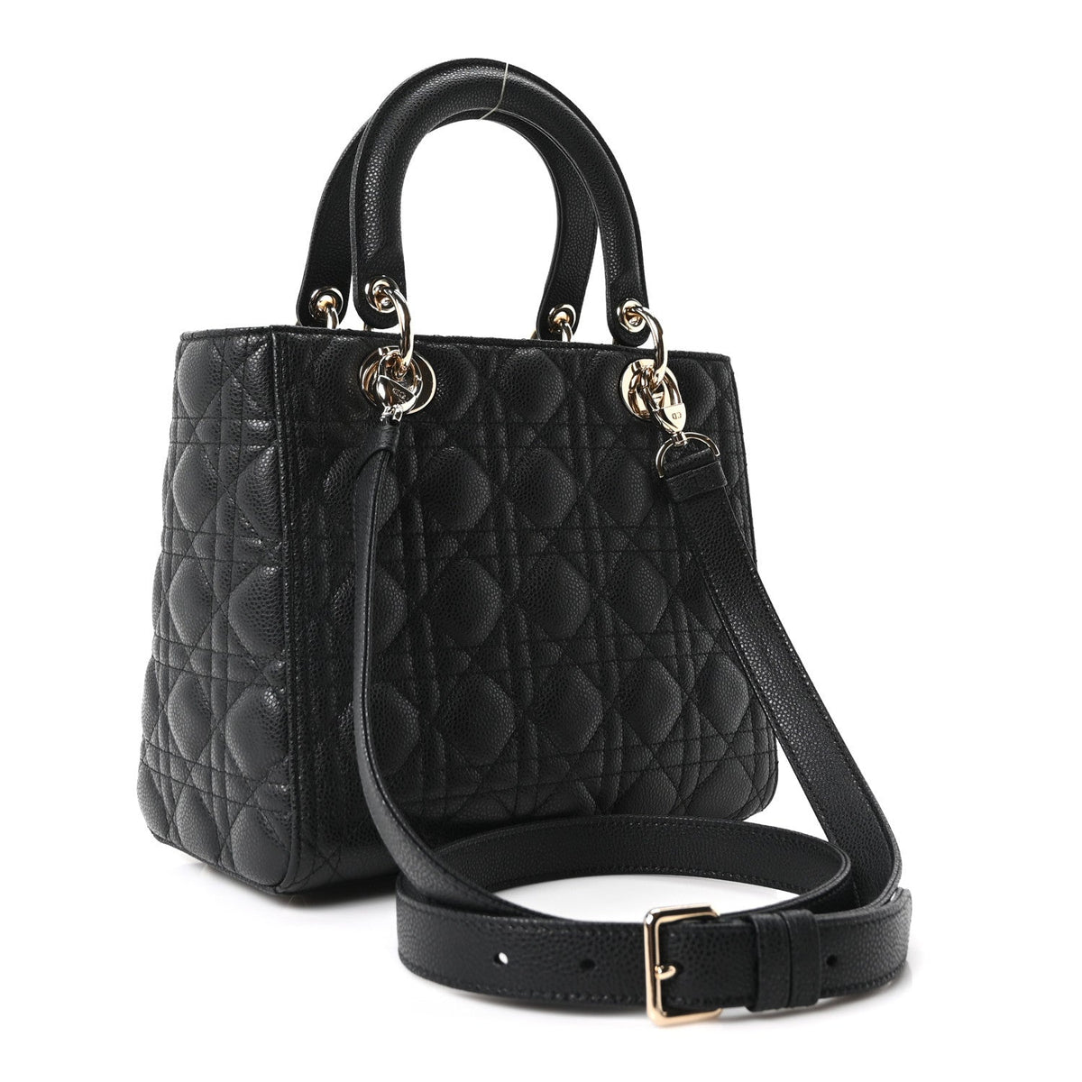 Dior Grained Calfskin Cannage Medium Lady Dior Black