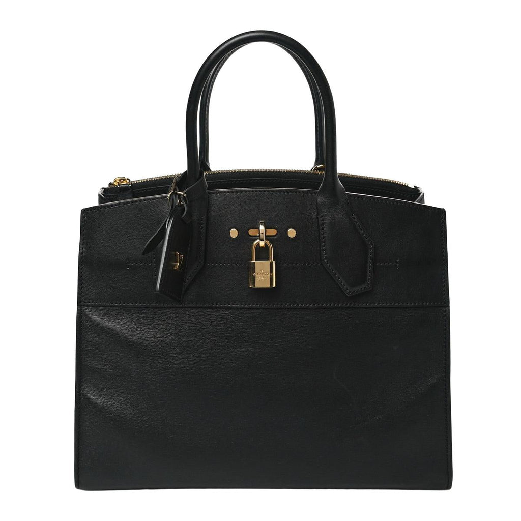 3/4 front view - Louis Vuitton Calfskin City Steamer MM Black