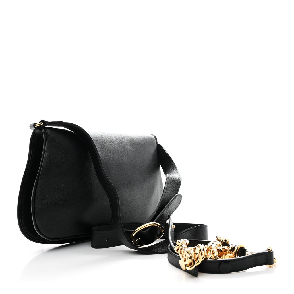 Gucci Roxy Calfskin Blondie Chain Shoulder Flap Bag Black