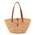 Saint Laurent Raffia Calfskin Small Panier Tote Naturel