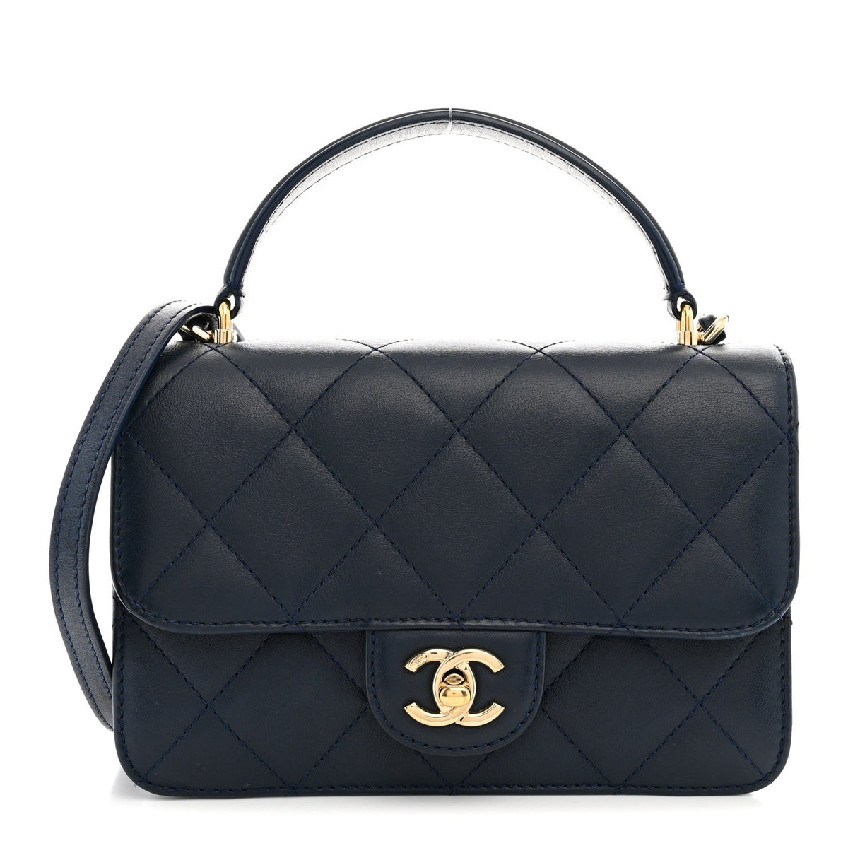 Chanel Calfskin Quilted Small Coco Lady Flap Navy