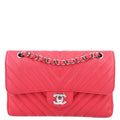 Chanel Caviar Chevron Quilted Small Double Flap Dark Pink