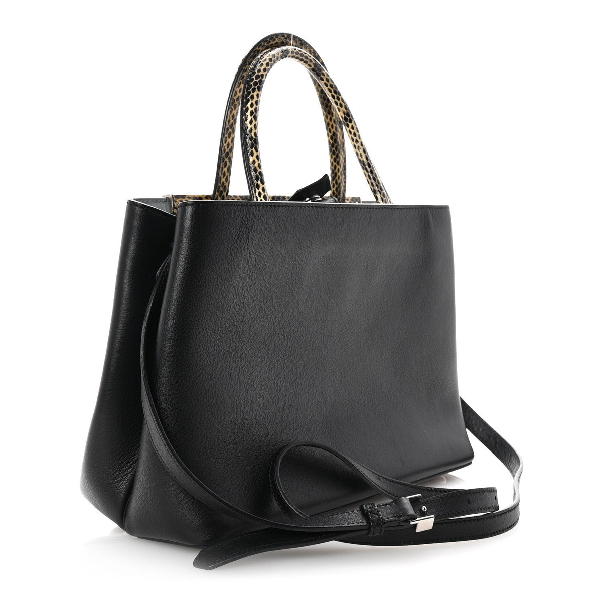 Fendi Petite 2Jours Tote Black Polvere side view