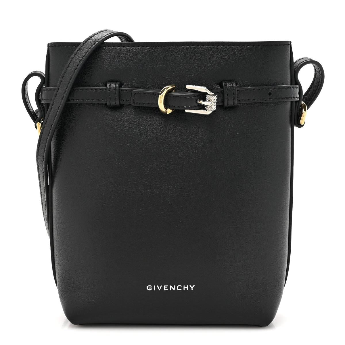 Givenchy Voyou phone crossbody pouch black calfskin front view