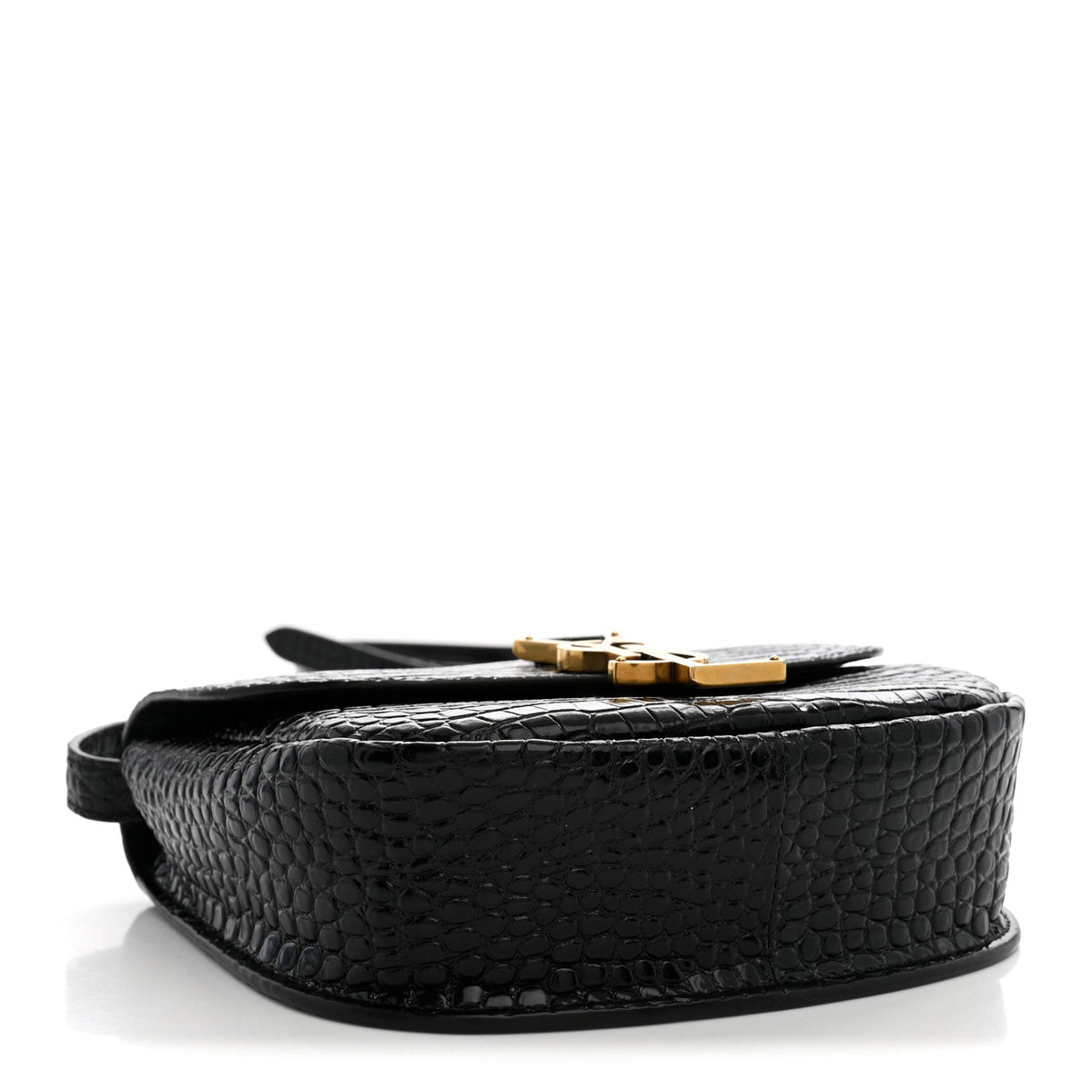 Saint Laurent Crocodile Embossed Calfskin Small Kaia Satchel Black