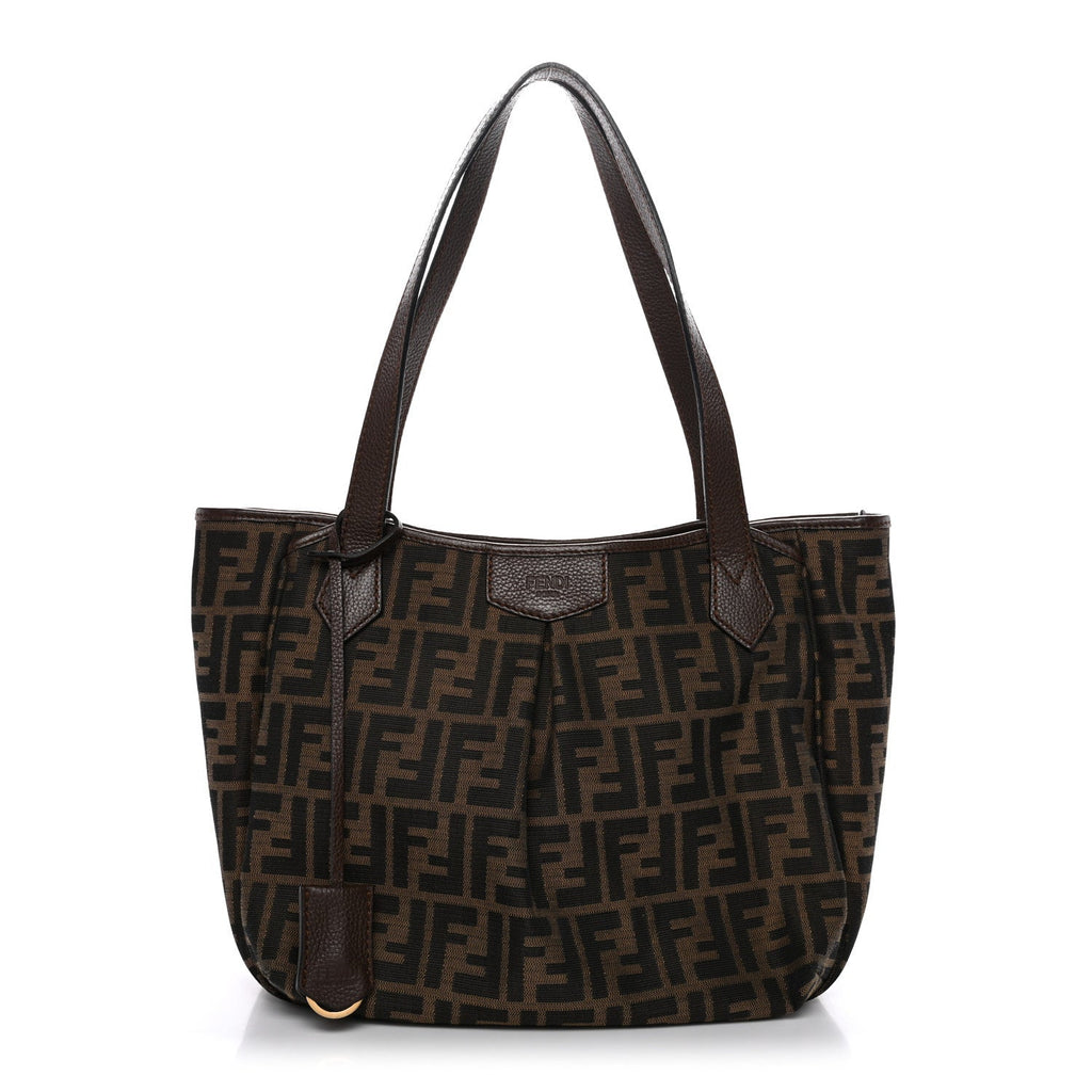 Fendi Zucca Vitello Artic Medium Shopping Tote Tobacco Castagna