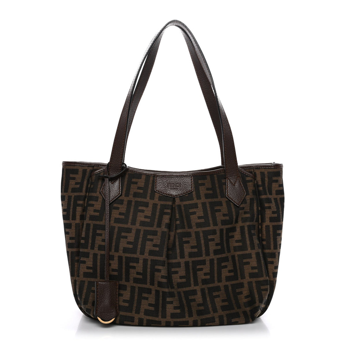 Fendi Zucca Vitello Artic Medium Shopping Tote Tobacco Castagna