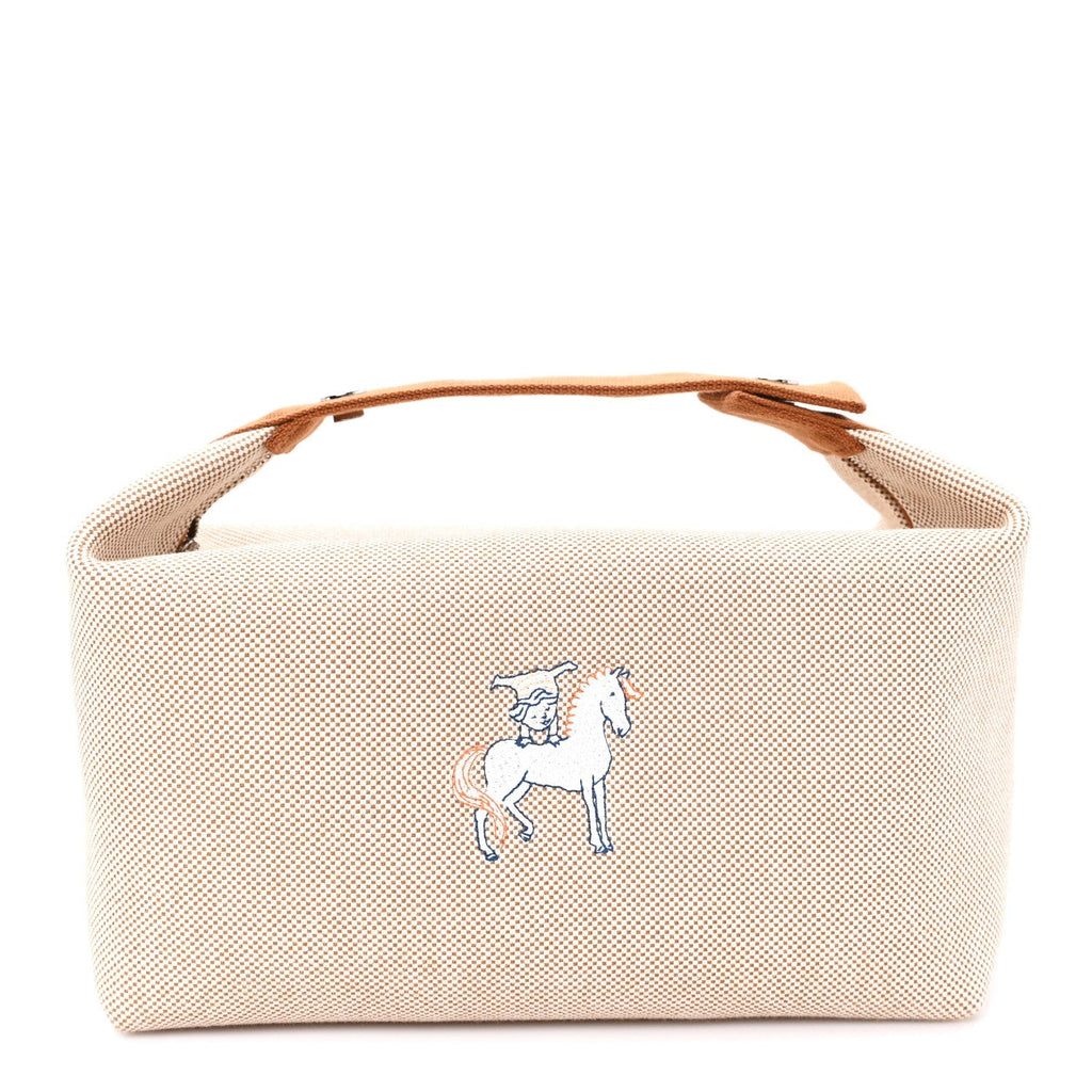 Hermès Canvas Large Bride-A-Brac Cabriole Case Biscuit