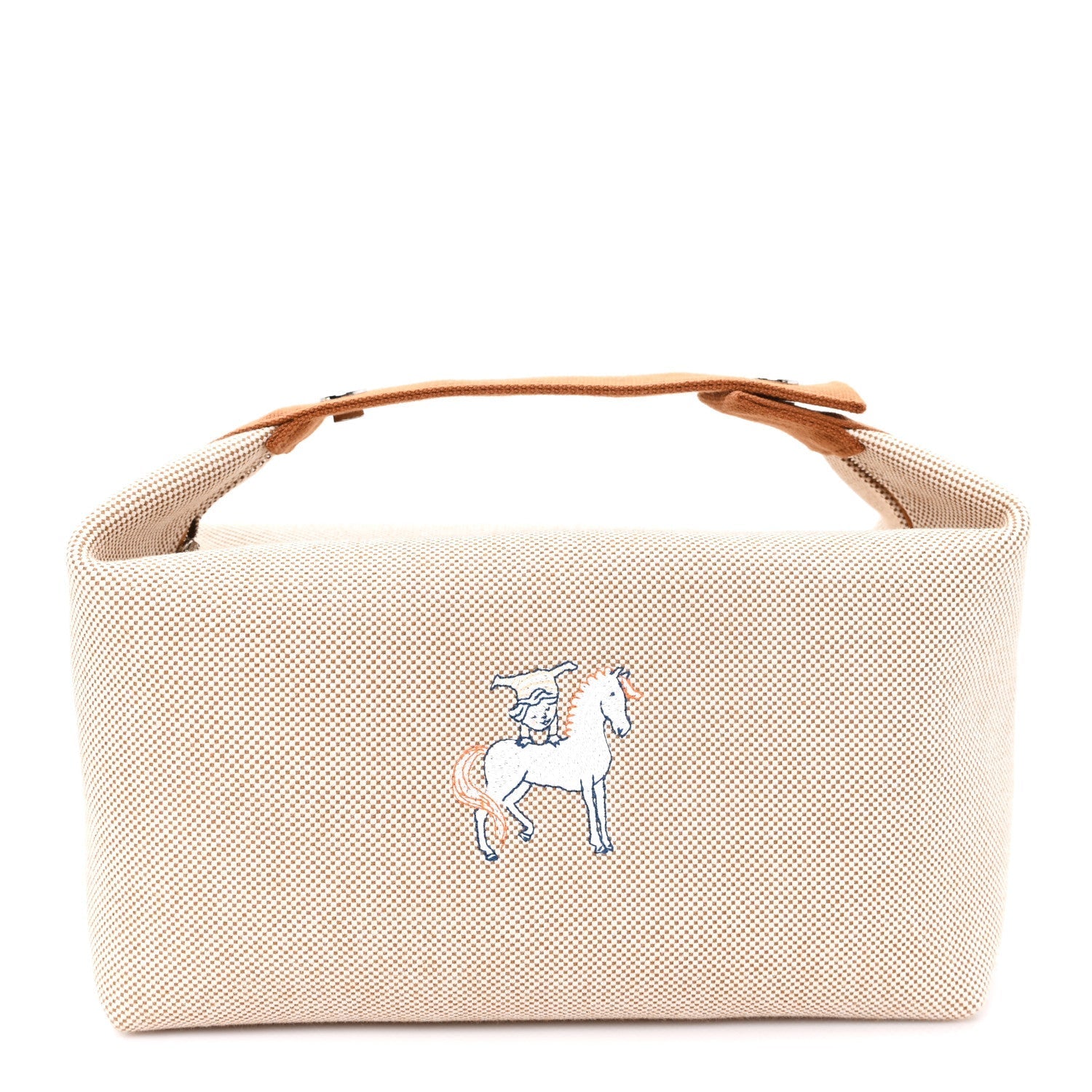 Hermès Canvas Large Bride-A-Brac Cabriole Case Biscuit