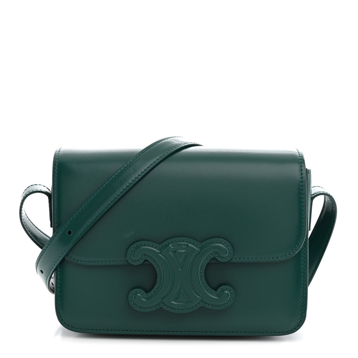 Celine Shiny Calfskin Teen Cuir Triomphe Pine Green