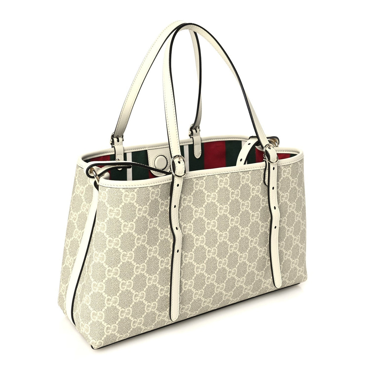 Gucci Supreme Monogram Emblem Medium Tote Bag Mystic White Oatmeal