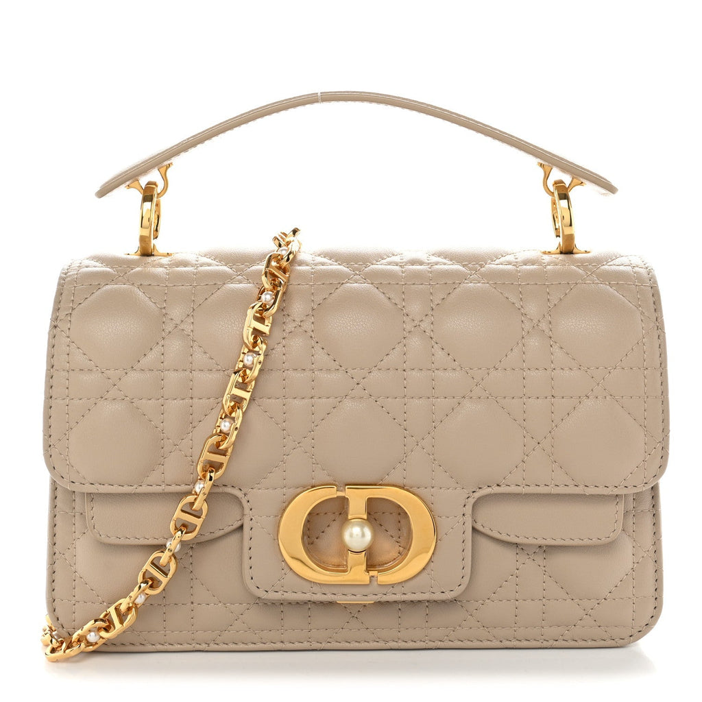 Dior Calfskin Cannage Small Jolie Top Handle Bag Powder Beige
