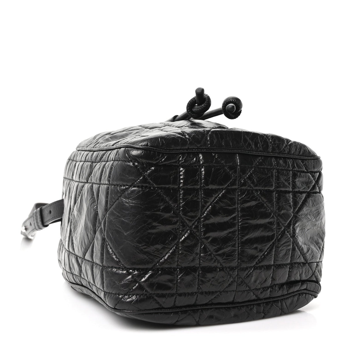 Dior Crinkled Calfskin Macrocannage Small D-Motion Bag Black