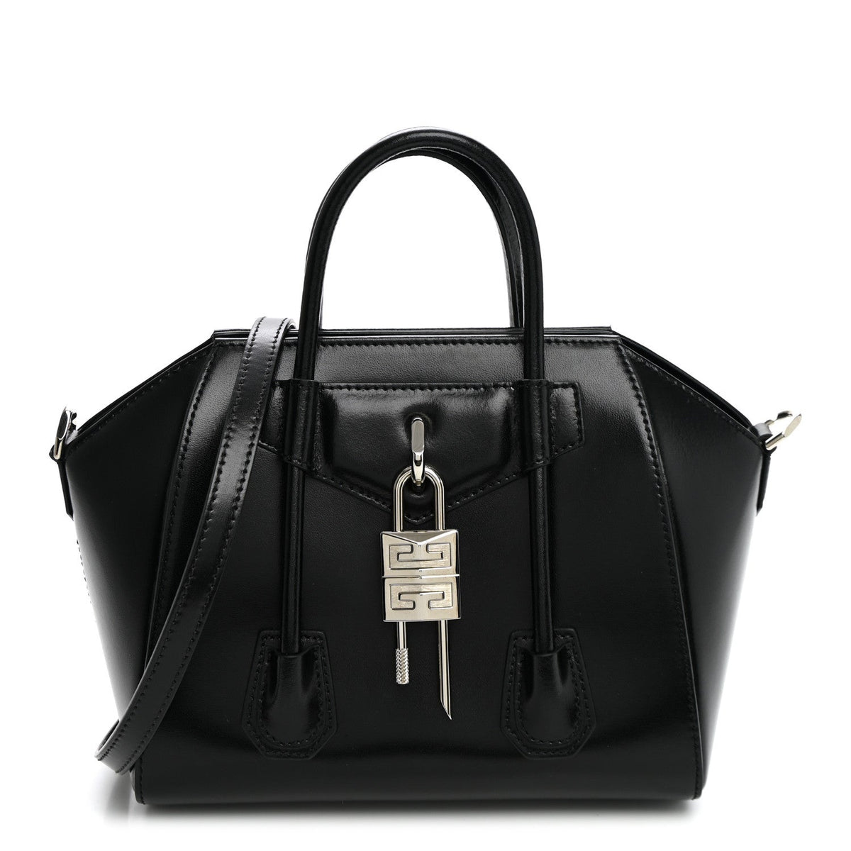 Givenchy Box Calfskin Mini Lock Antigona Shoulder Bag Black