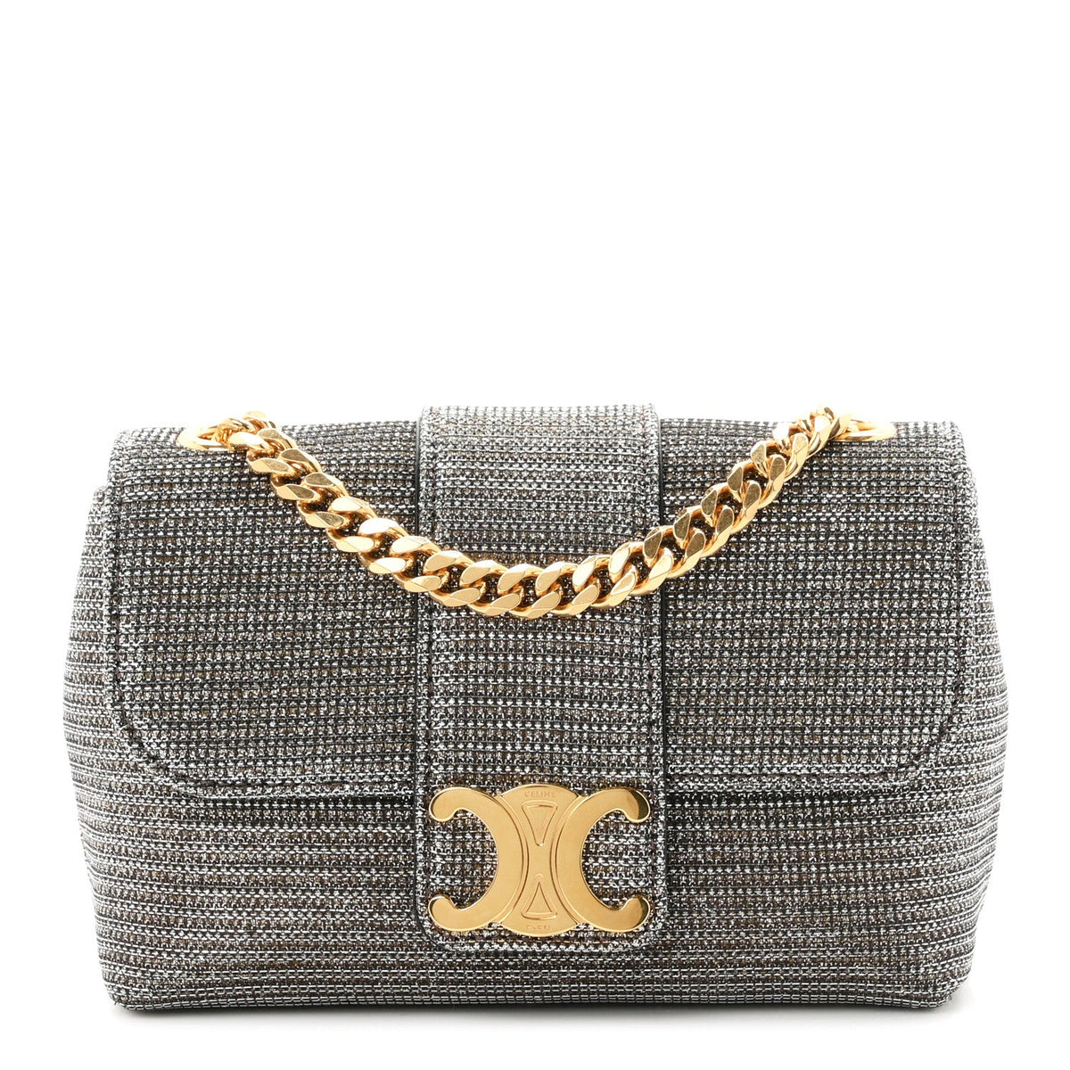Celine Glitter Textile Mini Victoire Bag Gold