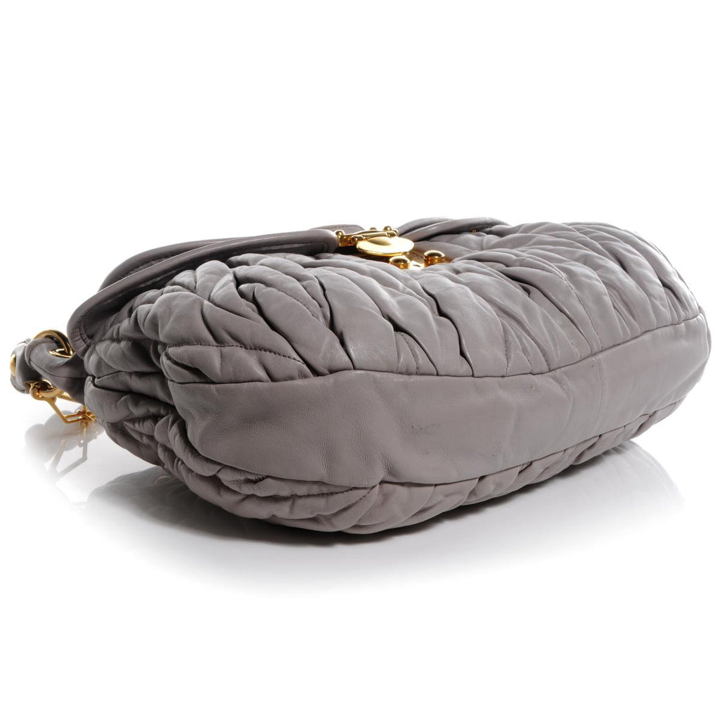 Miu Miu Matelasse Lux Nappa Leather Coffer Bag - Bottom View