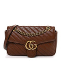 Gucci Azalea Calfskin Matelasse Diagonal Small GG Marmont Shoulder Bag Cuir