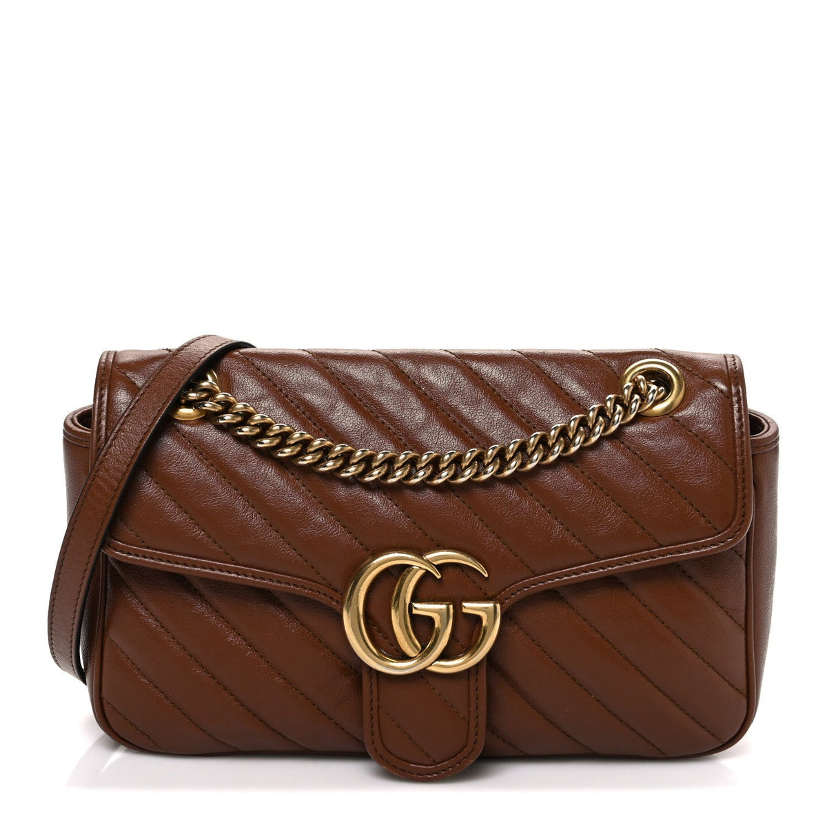 Gucci Azalea Calfskin Matelasse Diagonal Small GG Marmont Shoulder Bag Cuir