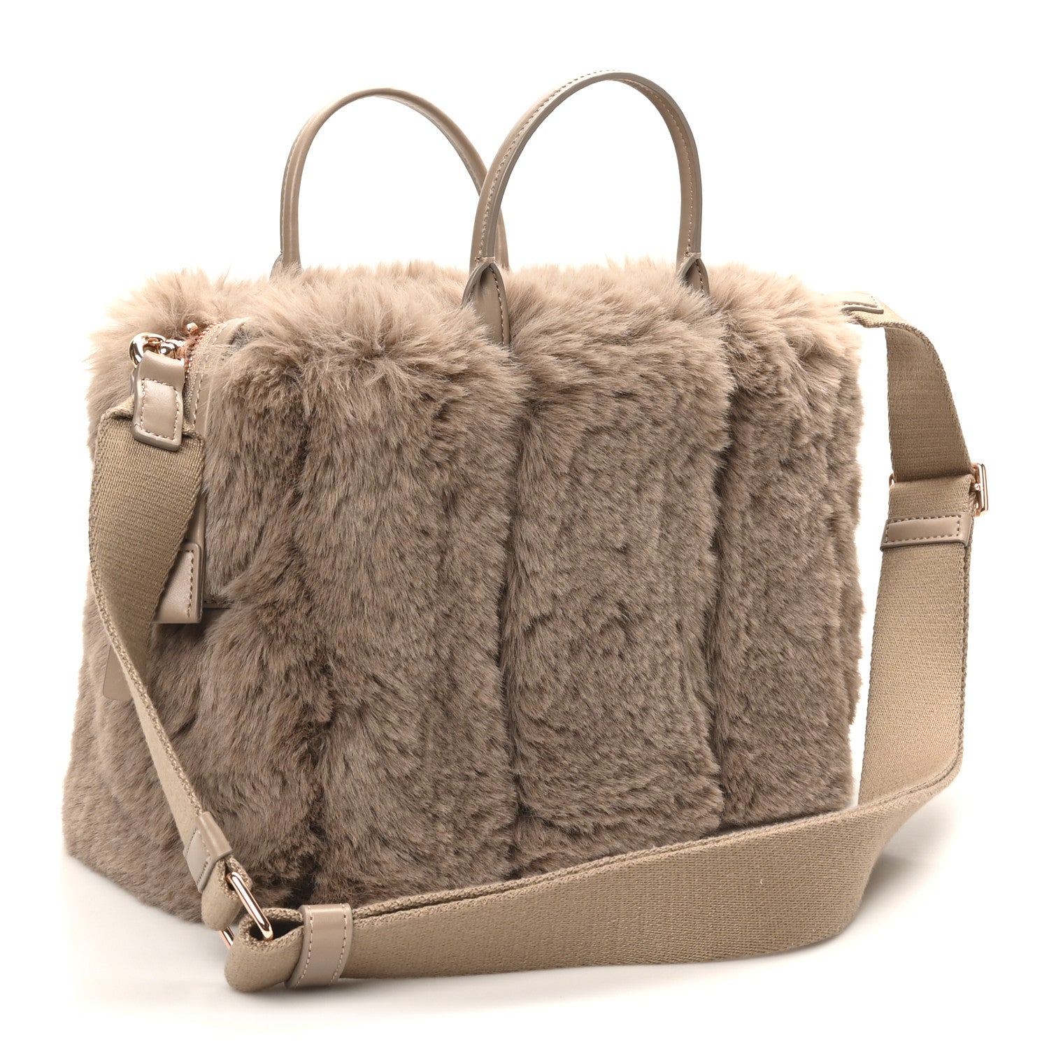 Marc Jacobs Faux Fur Mini The Year Of The Rabbit Tote Bag Beige