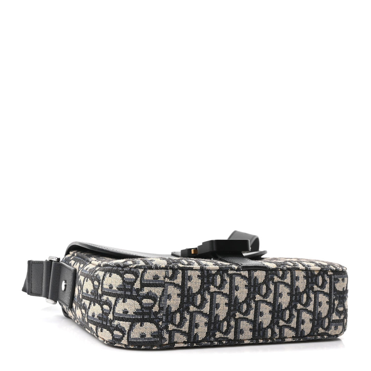 Dior Oblique Jacquard Grained Calfskin Small Saddle Messenger Bag Beige Black