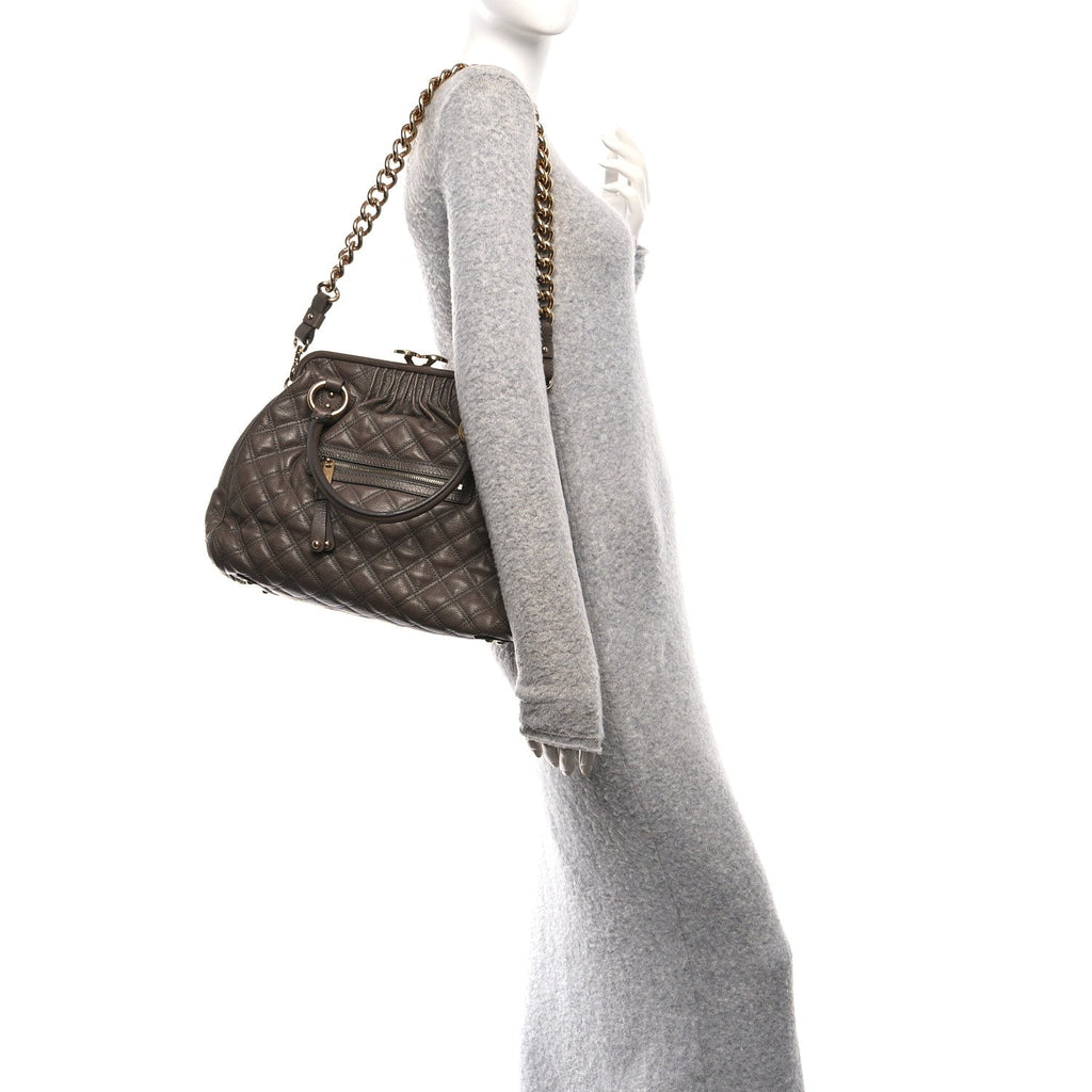 Marc Jacobs Calfskin Quilted Stam Brown