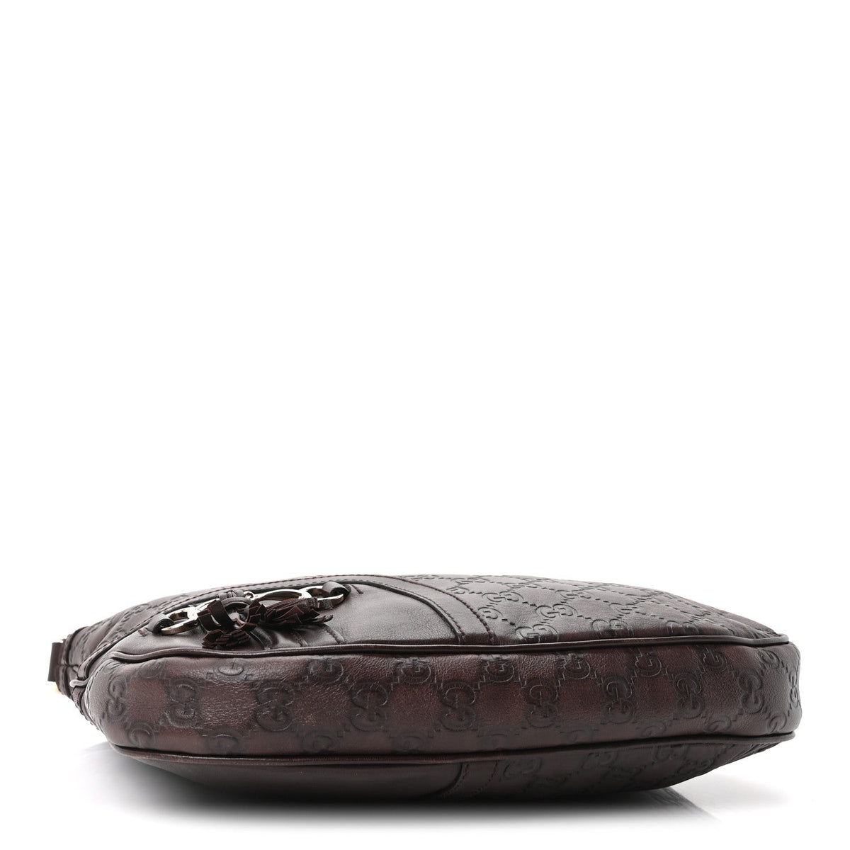 Gucci Guccissima Horsebit Tassel Messenger Bag Dark Brown