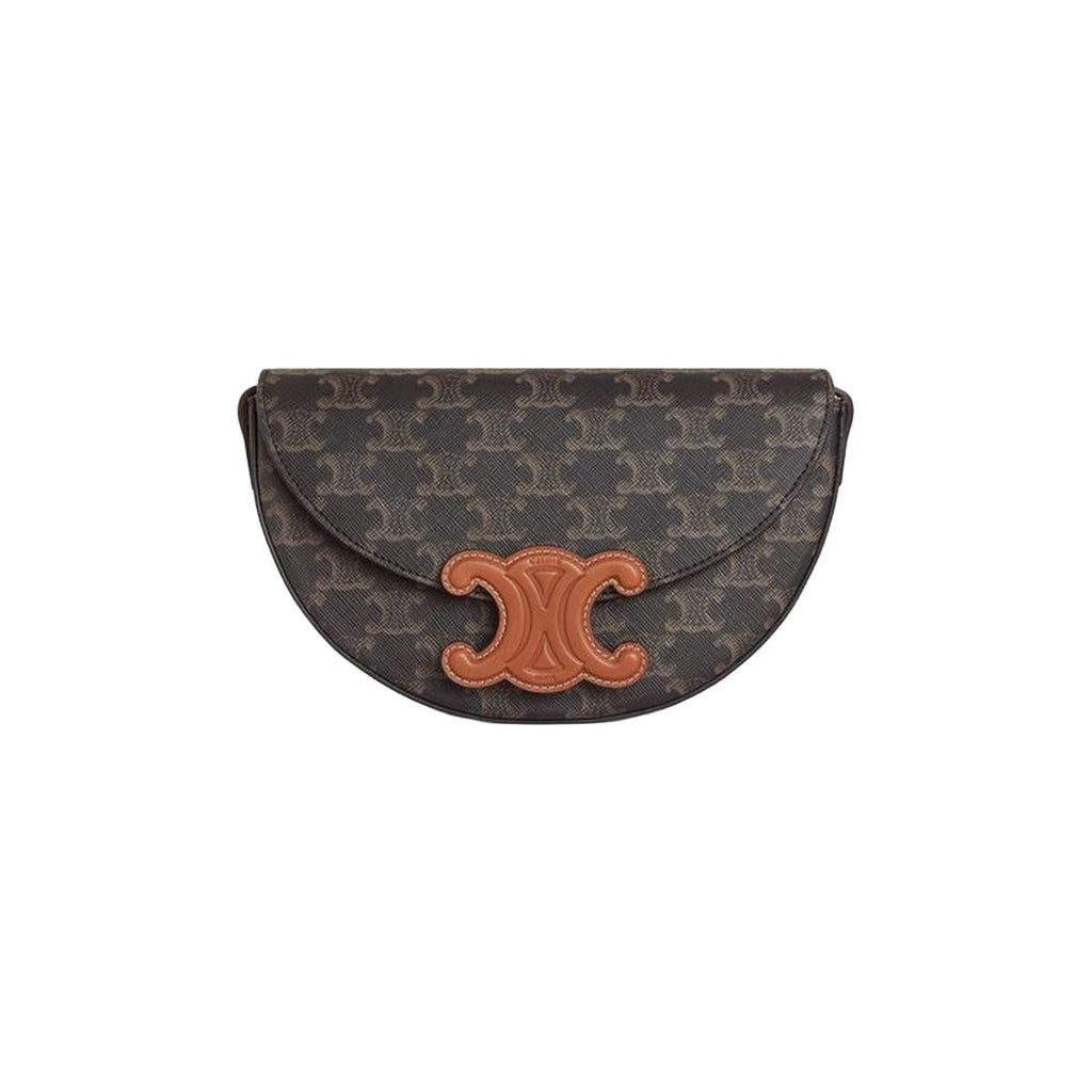 Celine Besace Cuir Triomphe in Triomphe Canvas and Calfskin Tan - front
