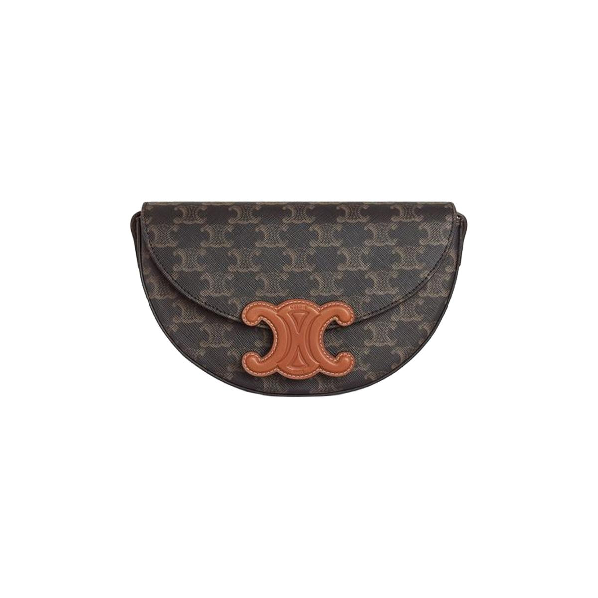 Celine Besace Cuir Triomphe in Triomphe Canvas and Calfskin Tan - front