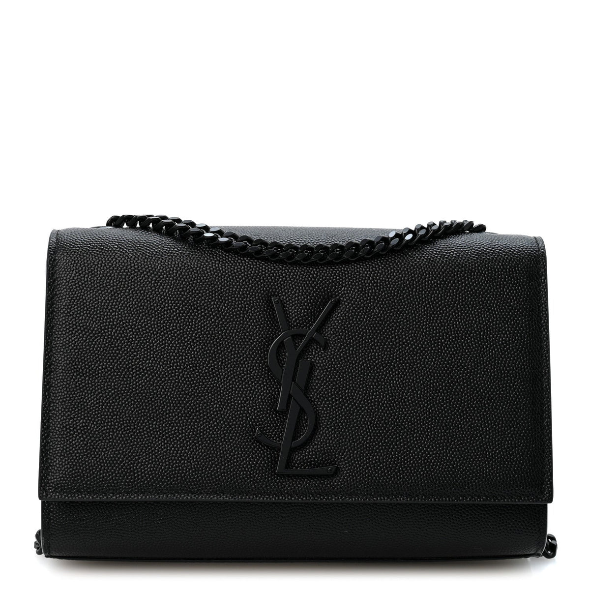 Saint Laurent Grain De Poudre Small Monogram Monochrome Kate Satchel Black