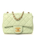 Chanel Lambskin Quilted Mini Pearl Crush Flap Light Green