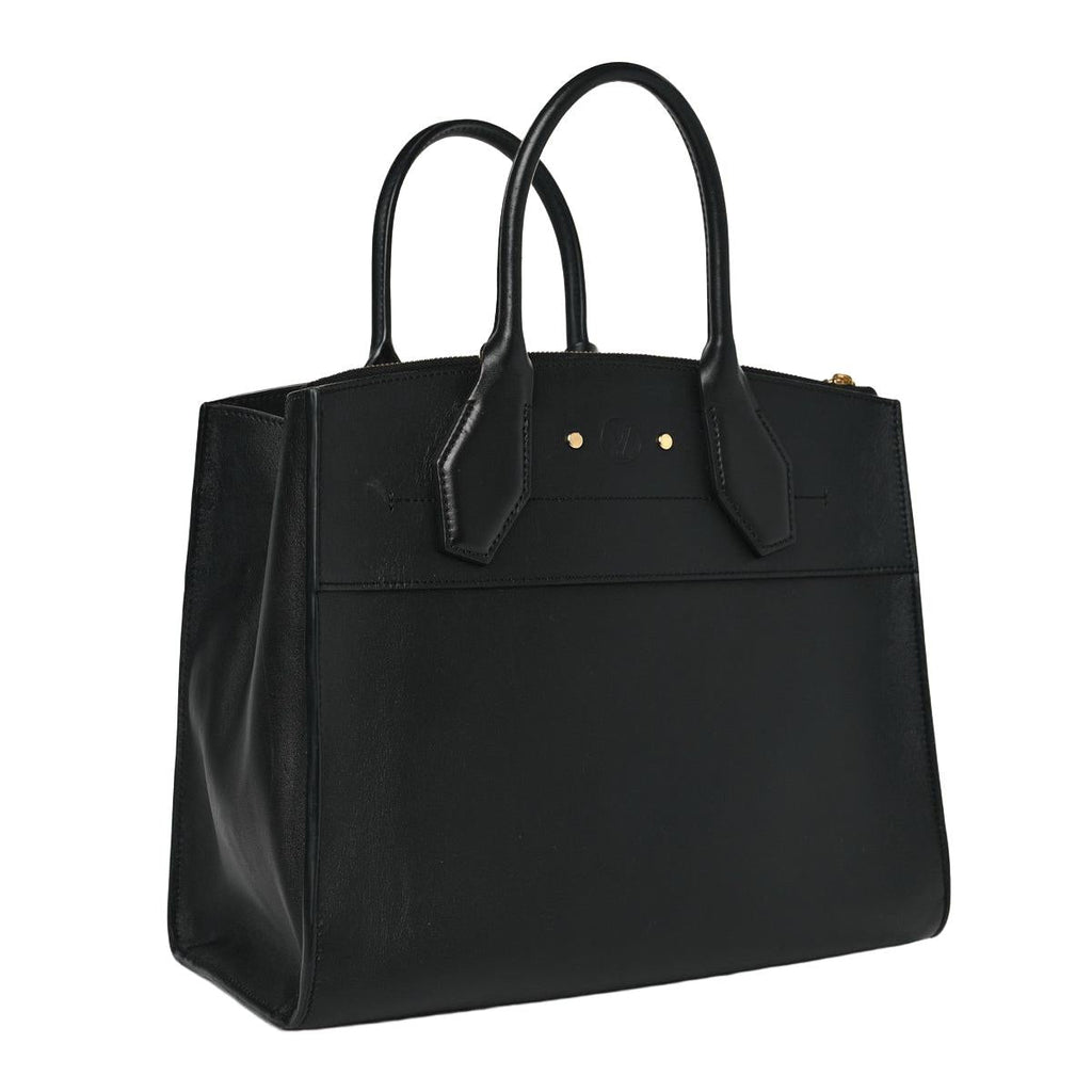Side profile view - Louis Vuitton Calfskin City Steamer MM Black