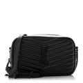 Saint Laurent Calfskin Matelasse Monochrome Monogram Mini Lou Camera Bag Black