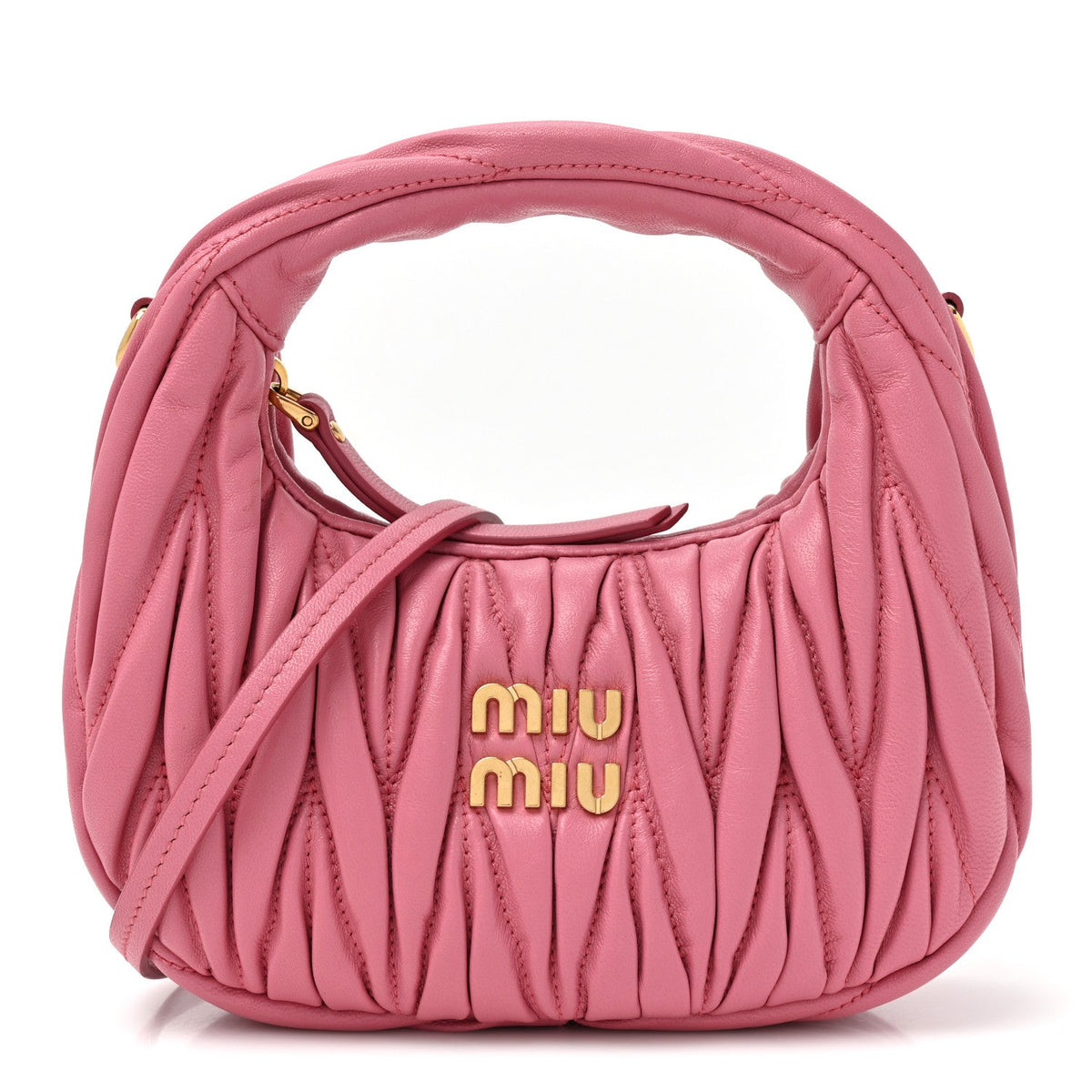 Miu Miu Nappa Matelasse Mini Wander Hobo Pink