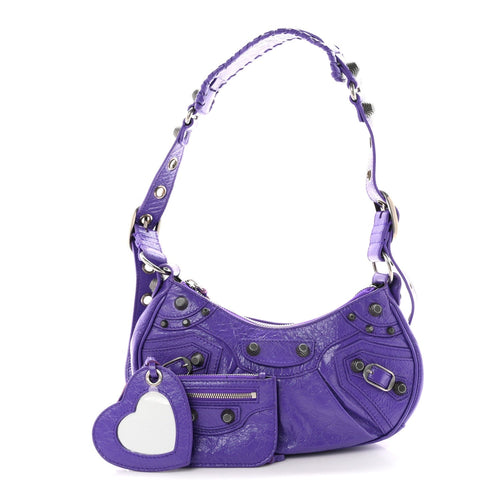 Balenciaga Agneau Arena Le Cagole Shoulder Bag XS Purple
