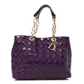 Dior Patent Cannage Large Dior Soft Shopping Tote Purple
