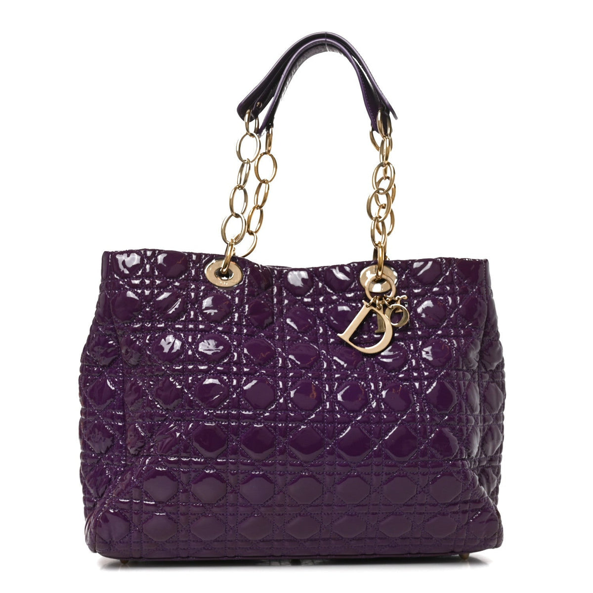 Dior Patent Cannage Large Dior Soft Shopping Tote Purple