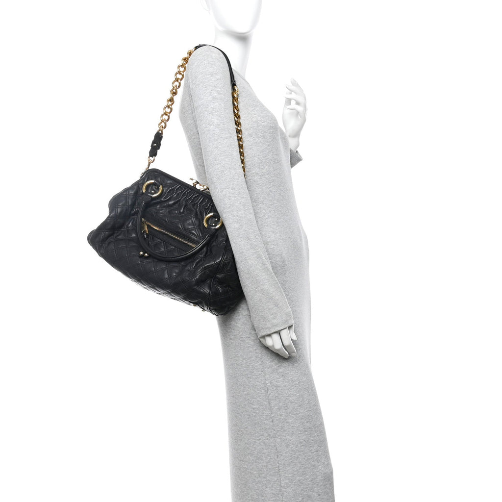 Marc Jacobs Calfskin Quilted Stam Black
