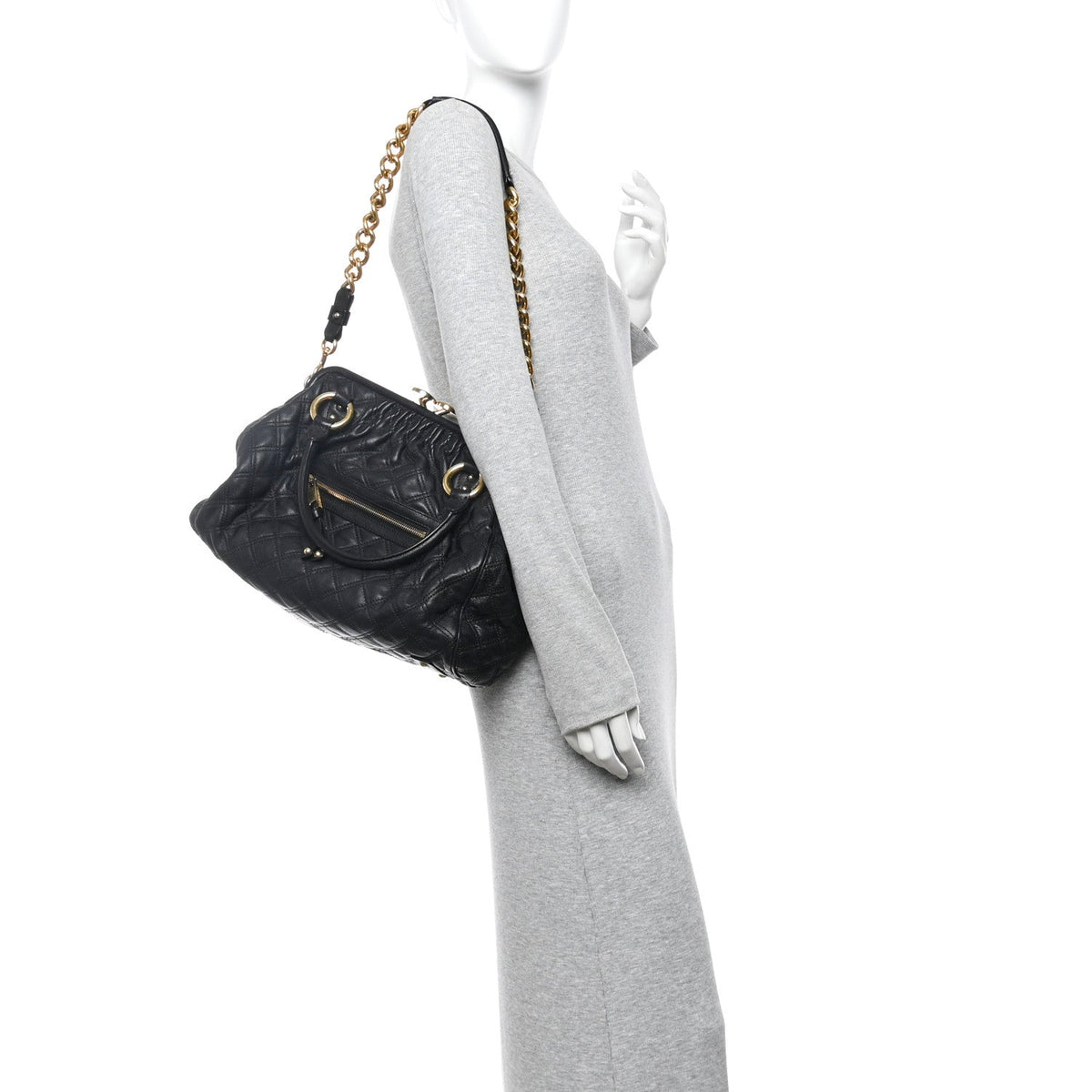 Marc Jacobs Calfskin Quilted Stam Black