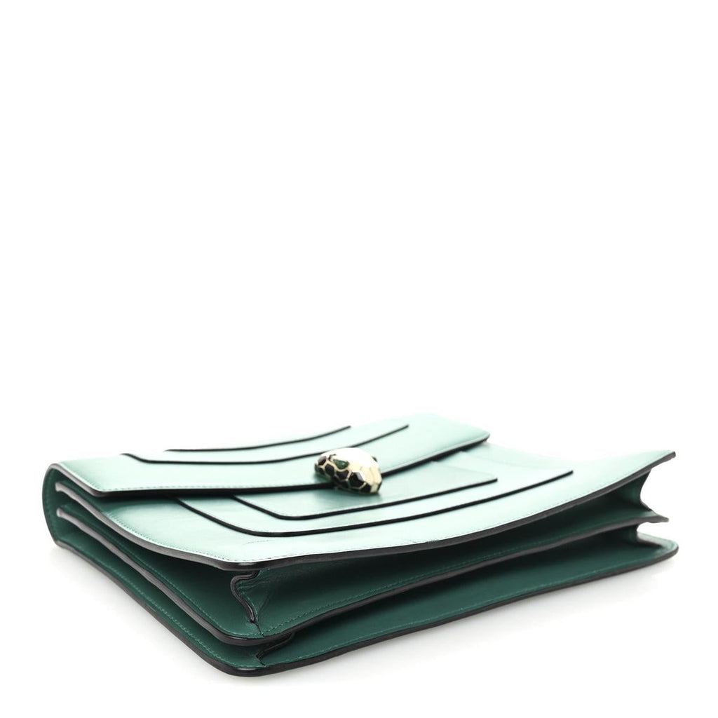 BVLGARI SERPENTI FOREVER MEDIUM SHOULDER BAG IN EMERALD GREEN CALFSKIN