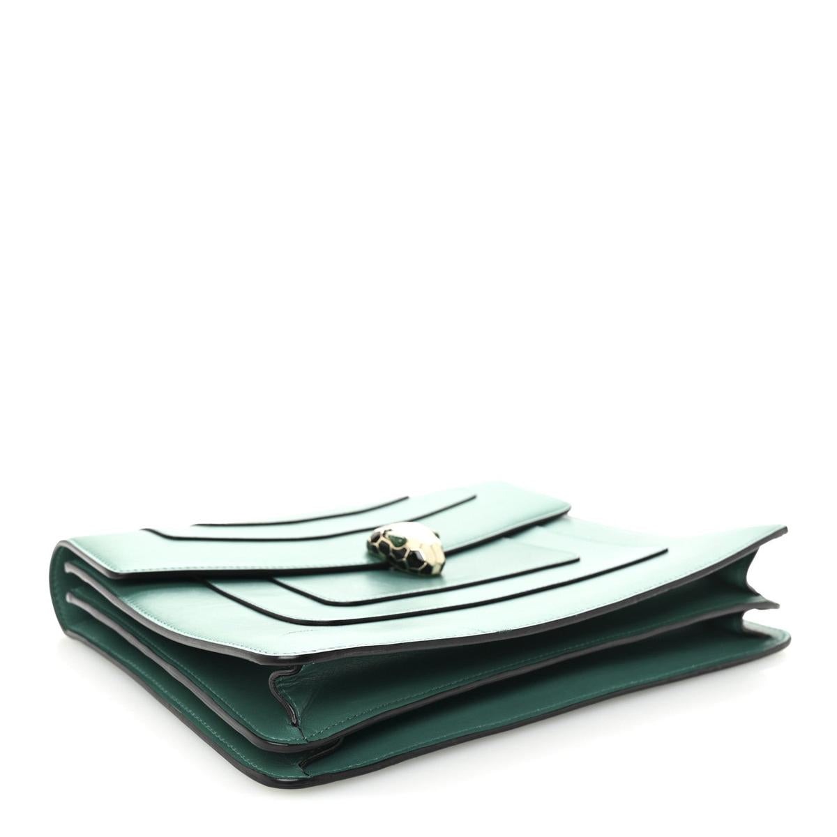 BVLGARI SERPENTI FOREVER MEDIUM SHOULDER BAG IN EMERALD GREEN CALFSKIN