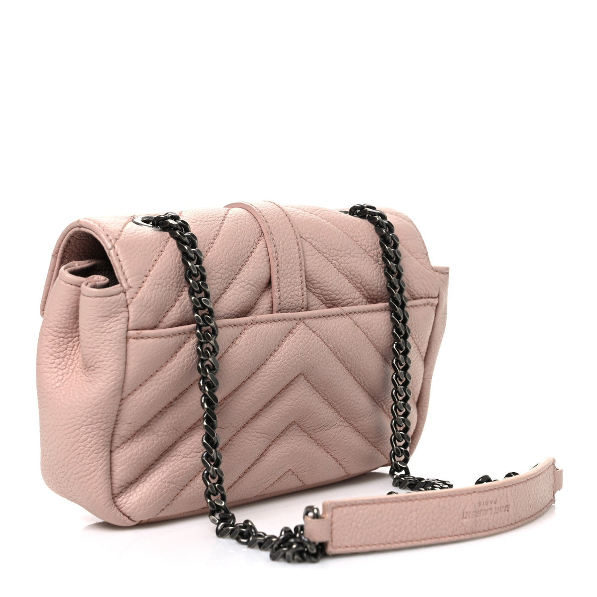 Saint Laurent Sheepskin Matelasse Monogram Classic Baby Chain Bag Pale Pink
