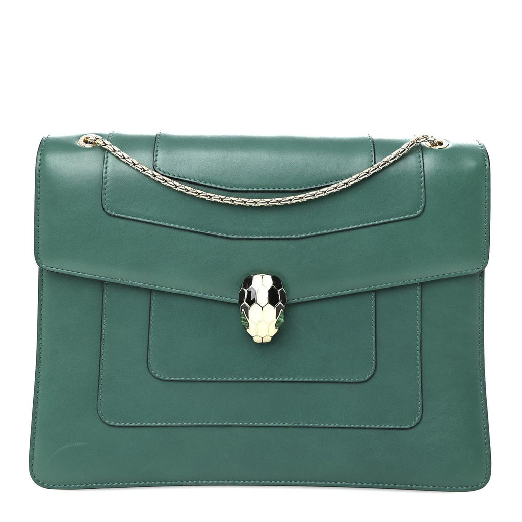 BVLGARI SERPENTI FOREVER MEDIUM SHOULDER BAG IN EMERALD GREEN CALFSKIN