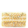 Chanel Tweed Beaded Medium Double Flap Yellow White