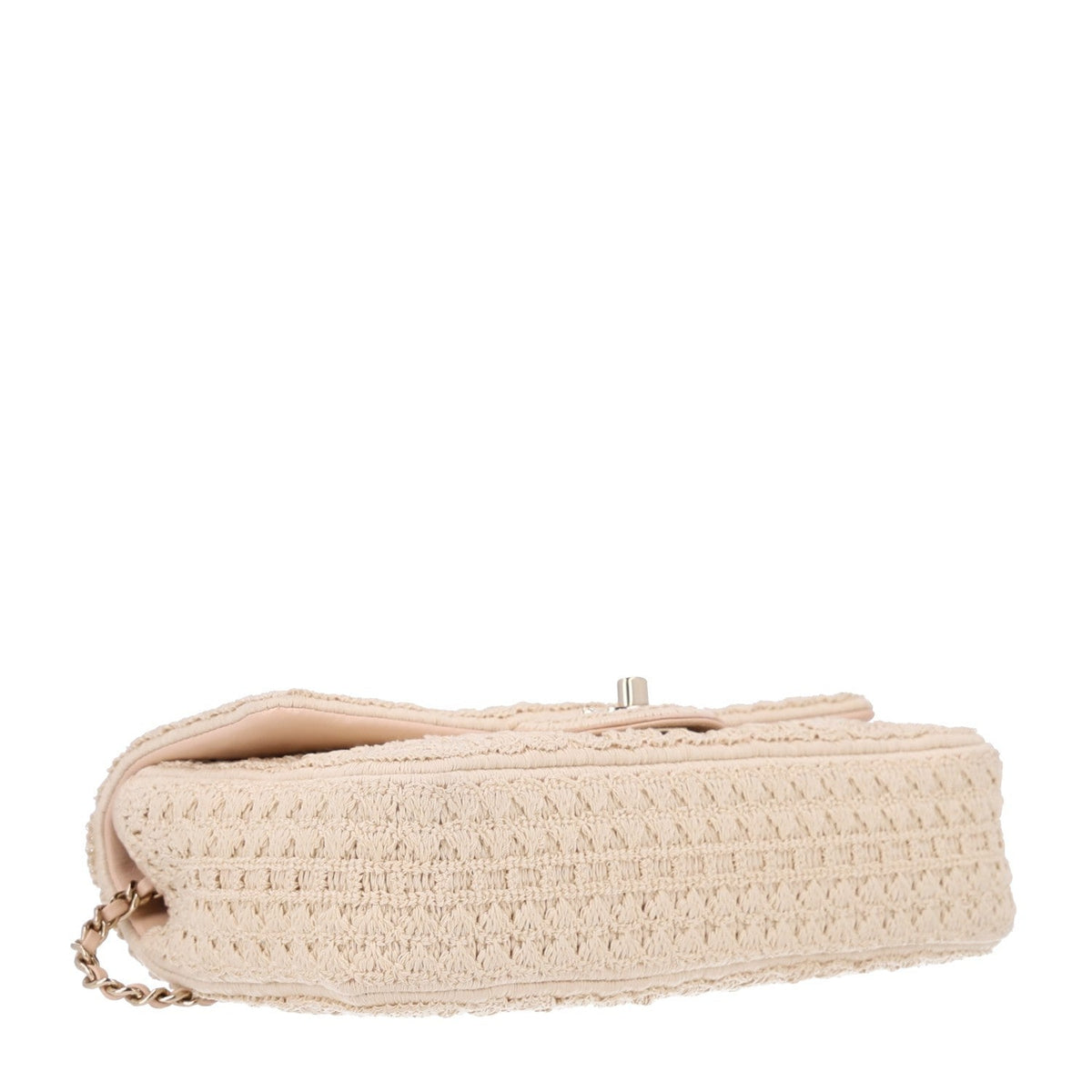 Chanel Crochet Embroidered Camelia Small Rectangular Flap Ecru