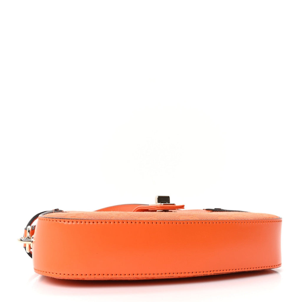 Gucci Calfskin Monogram Mini Moon Side Shoulder Bag Orange