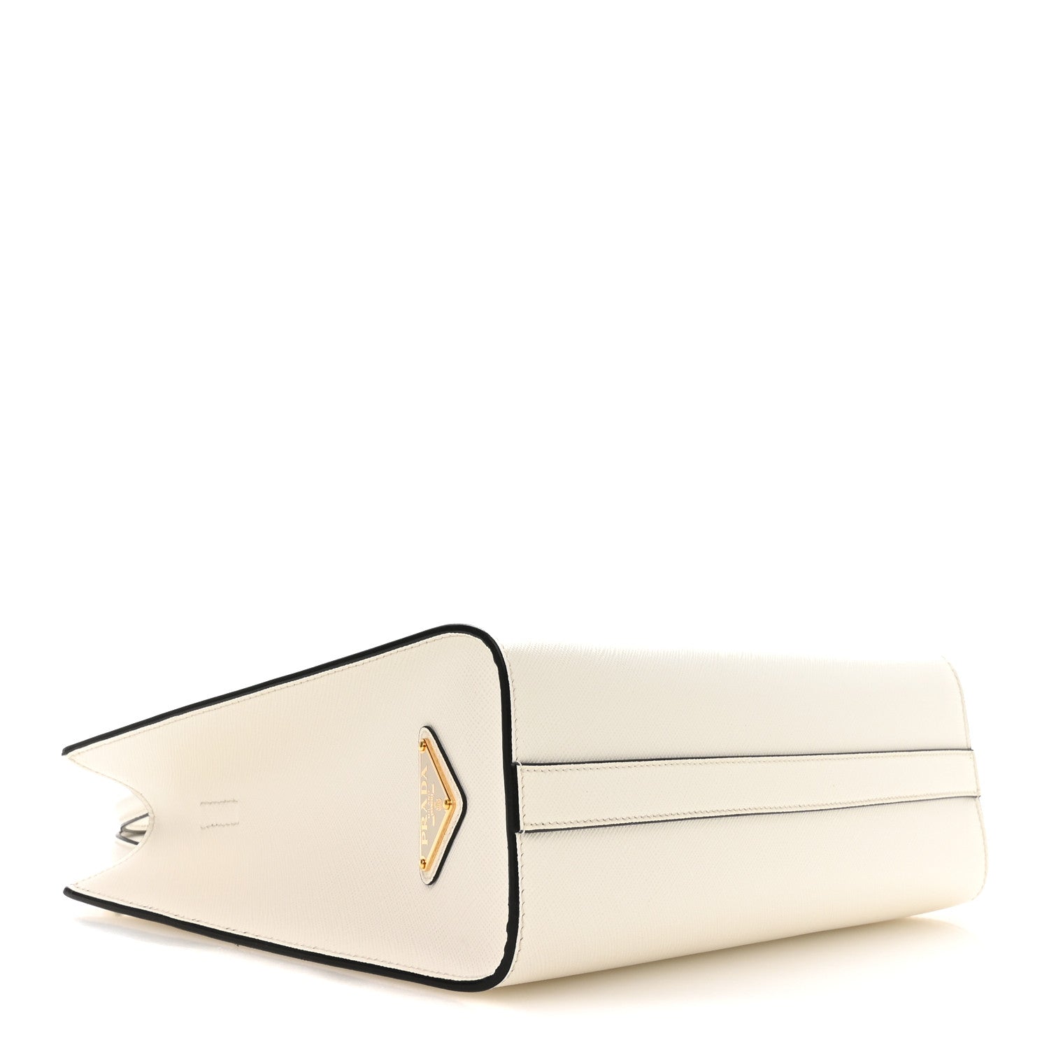 Prada Saffiano Lux Medium Shoulder Tote White detail view